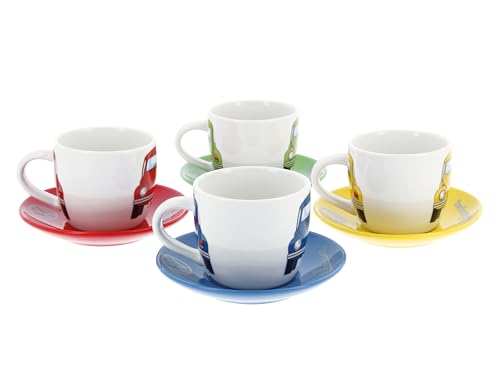 BRISA VW Collection - Beetle Bug Ceramic Espresso Cups, 4-Pack 6.5 cm (2.6 inches) Set of 4 (red, blue, green, yellow