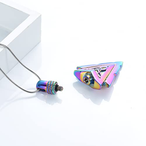 Cremation Jewellery for Ashes Necklace Arrowhead Pendant Memorial Necklace Urn Necklace for Ashe of Loved Ones Keepsake Lockets Ashes Holder Pet Dog Heart Urn Jewellry Spear Point Jewellry Rainbow