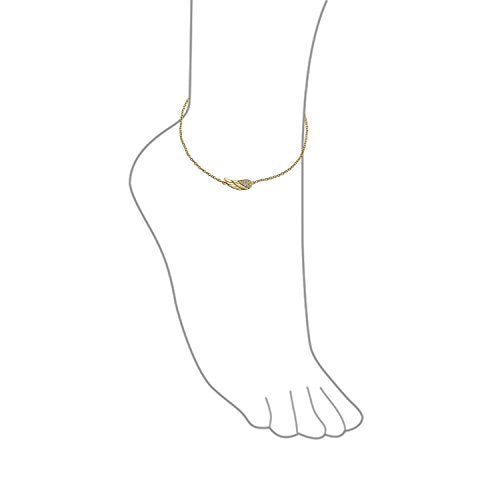 Bling Jewelry Spiritual Guardian Angel Wing Feather Evil Eye Anklet Bracelet Yellow 14K Gold Plated Silver Adjustable 9-10 Inch for Women Teen