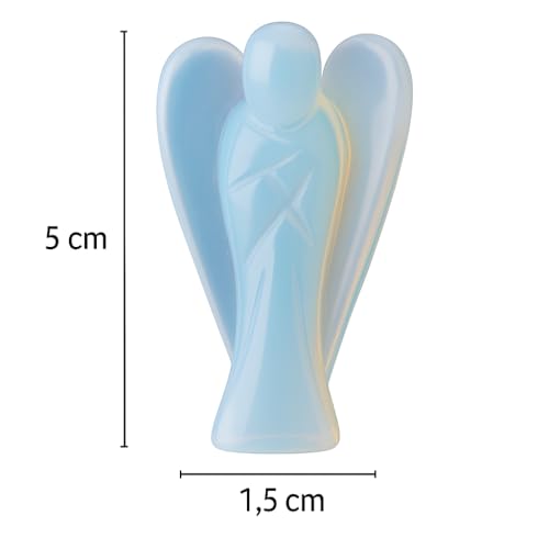 ANAYA AGATE Opalite Angel Statue – 2" Beautiful Gemstone Guardian Angel – Natural Crystal Angel – Hand-Carved Angel Charms for Protection, Love, Peace, and Positive Energy – Angel Figurines Decor 2 Inch