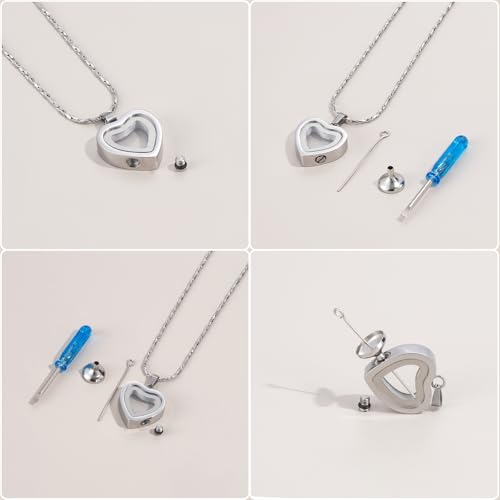 Heart Locket Urn Necklace For Ashes Cremation Jewelry For Pet Lovers Silver-Forever In My Heart