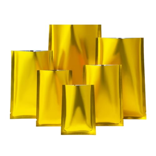Set of 200 gold MITOB vacuum sealer sample bags, 4.72x7.09 inches, heat sealable Mylar storage bags for food and packaging.