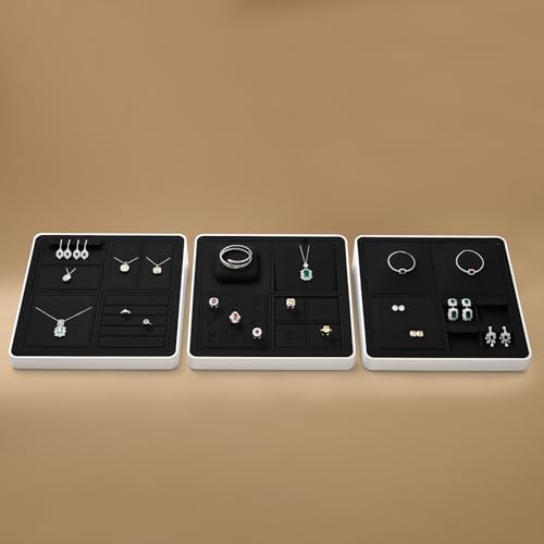 Oirlv Black Microfiber Jewelry Earring Necklace Tray P13707