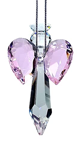 Clear Guardian Angel Suncatcher, Handmade 1.96 Inch Home Window Decoration for Christmas Tree Pink