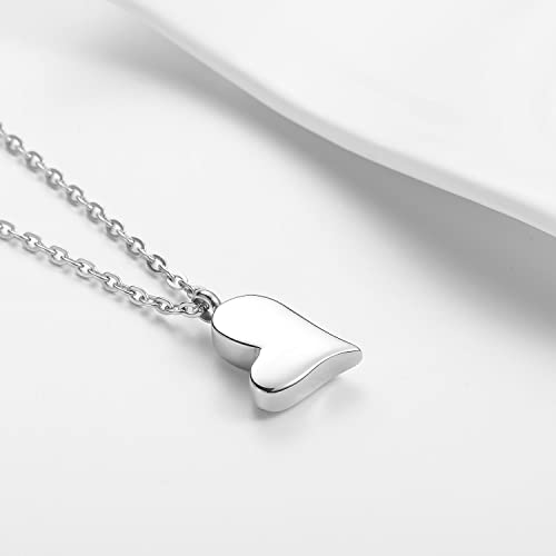 Cremation Heart Urn Necklace for Ashes Jewelry Keepsake Pendant Grandpa - Silver