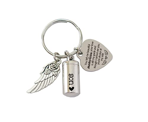 Mini Cremation Urn Keychain Sympathy Gifts for Loss of Son Small Urns for Ashes Keepsake for Son Memorial Gift