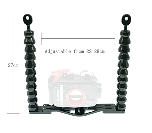 Nitescuba Dual Flexible Underwater Camera Tray - Handheld Stabilizer Rig Stand for GoPro, Sony RX100 & PT-059 Compact Camera Housing, Photography Stabilization Mount