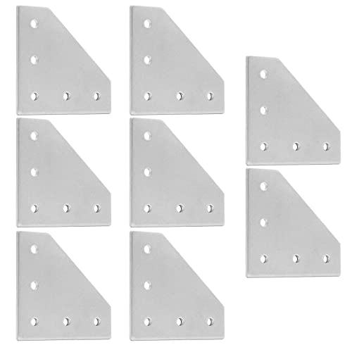 2020 Aluminum Extrusion Corner Bracket L-Shaped Connector Bracket 8PCS +40Pcs M5 Nuts+40Pcs M5x8mm Hex Socket Cap Screw for 2020 Aluminum Profile 3D Printer Connector Silver 20L