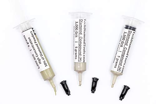TechDiamondTools Diamond Polishing Paste Kit — 3 Grits (1050, 1500, 3000) | USA Made | Oil-Based Syringes | Progressive Polishing Set for Metal, Glass, Gemstone, Knife, Jewelry | 50% Diamond Powder 1050 1500 3000 Grit High 50% concentration