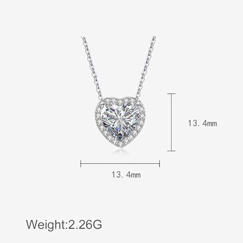 AMDXD Necklace for women, heart zirconia chains for women, heart design, silver plated necklace Yellow