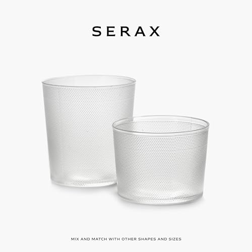 Serax Small Drinking Glasses Set of 4 | La Nouvelle Table glassware by Merci | Ribbed Clear Water Glass Cups without Lids | Home Essentials, Kitchen Set | Suitable for Beer, Juice | Coffee Accessories Small Glasses