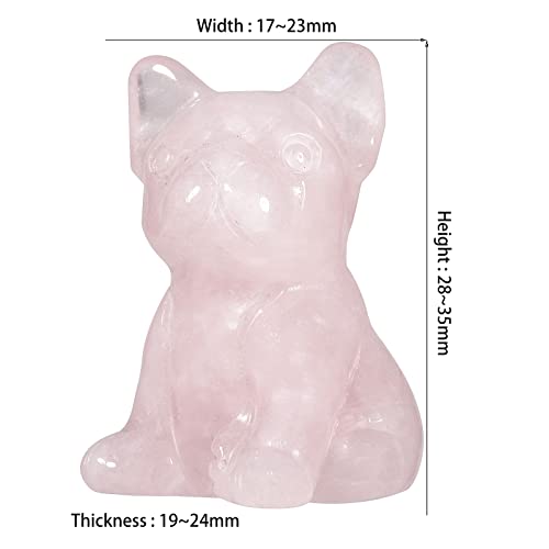 SUNYIK 2PCS Rose Quartz Puppy Crystal Pocket Statue Craved Guardian Stone Figurine Home Decor #2-pink #2-Rose Quartz