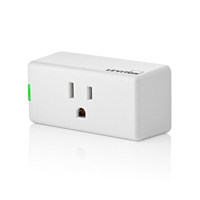 [Australia - AusPower] - Leviton Decora Smart Plug, Wi-Fi 2nd Gen, Works with Matter, My Leviton, Alexa, Google Assistant, Apple Home/Siri & Wire-Free Anywhere Companions for Switched Outlet, D215P-1RW, White Plug-in Switch 