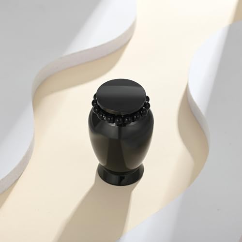 Small Cremation Urn for Ashes Human Adult Female Male Stainless Steel Mini Urn for Human Ash for Women Men Memorial Burial Funeral Decorative Urns for Ashes Keepsake,Black-I Still Black-I still need you close to me