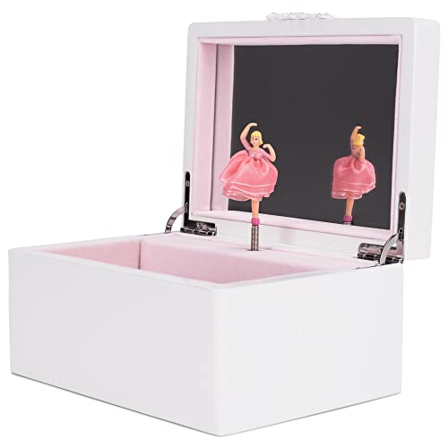 Cottage Garden Ballerina White with Gold Tone 7 inch Wood Musical Jewelry Box Plays Tune Dance of the Sugar Plum Fairy Gold 7 inch