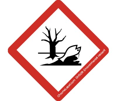 ChromaLabel 2 by 2 Permanent Durable Square D.O.T. Hazard Labels, GHS09: Environmental Hazard Pictogram Label, 100/Roll (100/Roll) 2" x 2" GHS09 - Envirnmental Hazard