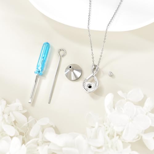 POPLYKE Infinity Heart Urn Necklace for Ashes 925 Sterling Silver Ashes Necklace Cremation Jewellery
