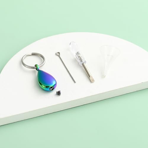 Yinplsmemory Cremation Keychain for Ashes Always In My Heart Urn Locket Cremation Jewelry Teardrop Memorial Keepsake Keychain Rainbow