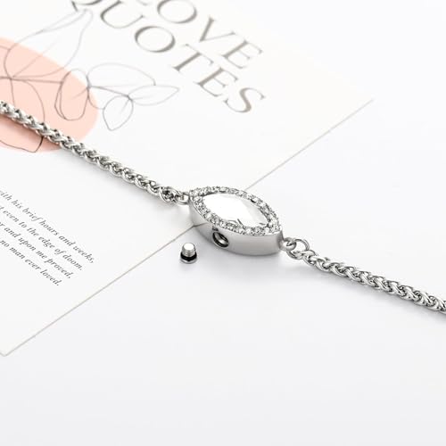 Cremation Bracelet for Ashes Oval Urn Ash Bracelet Memorial Jewellery Bereavement Keepsake Gifts for Loss of a Loved One Silver