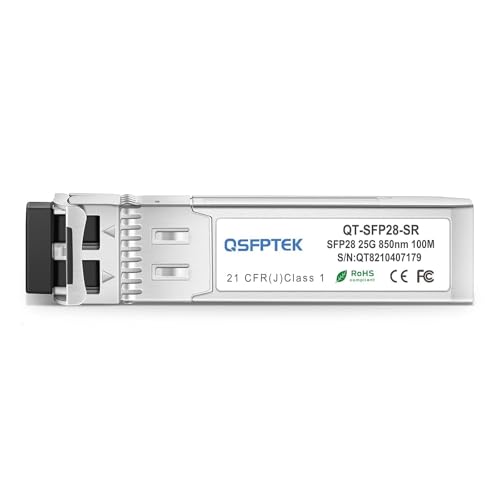 QSFPTEK 25G SFP28 Module 850nm 100m DDM, VSEL+PIN Multi-Mode Transceiver 25GBASE-SR SFP28 Optical Transceiver Module for Cisco SFP-25G-SR-S, up to 100m with DDM