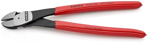 KNIPEX 74 21 250 high leverage angled diagonal cutters, red and blue side-cutting pliers