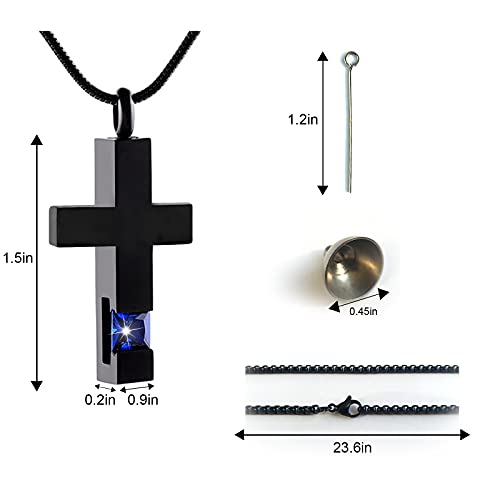 Urn Necklaces for Ashes, Cremation Necklack for Ashes, Urn Necklaces for Ashes for Women, Cremation Jewelry Locket Stainless Steel Keepsake Waterproof Memorial Pend… black cross pendant