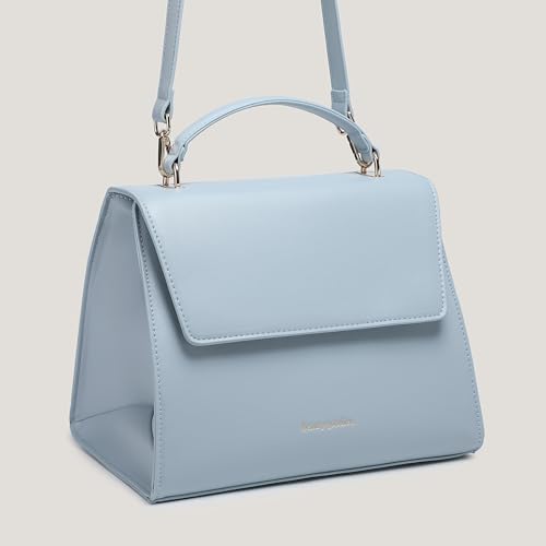 BEAUTYGOODIES Elegant Insulated Lunch Bags for Women, Aesthetic Baby Blue Classy Purse and Lunch Purse with Strap for Professional Women, Office and School