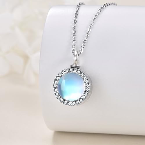 ONEFINITY Opal/Turquoise Urn Necklaces for Ashes Sterling Silver Opal Cremation Jewelry for Ashes Memory Jewelry for Women Moonstone
