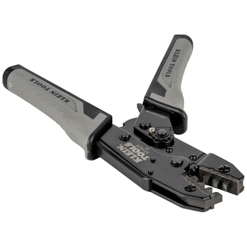 Klein Tools 3010CR MC4 solar ratcheting crimper for 10-14 AWG stranded copper wire PV connectors
