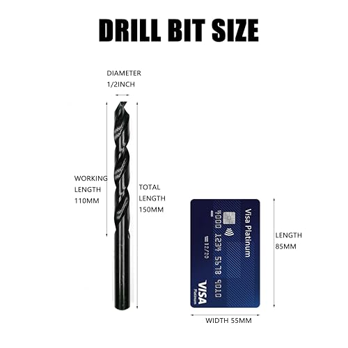 DelitonGude 1/2-inch HSS M35 cobalt twist drill bits for metal, 5-piece jobber drill bit set