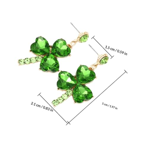 Abaodam 1 Pair Shamrock Earrings for Women Green Alloy St Patrick's Day Dangle Earrings with Rhinestone Accent, Elegant Design to Enhance Elegance for Party and Festival Use