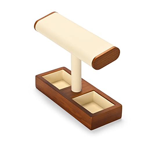 Oirlv Solid Wood Watch Stand,Watch Display Holder for Men Creamy White 2 Grids