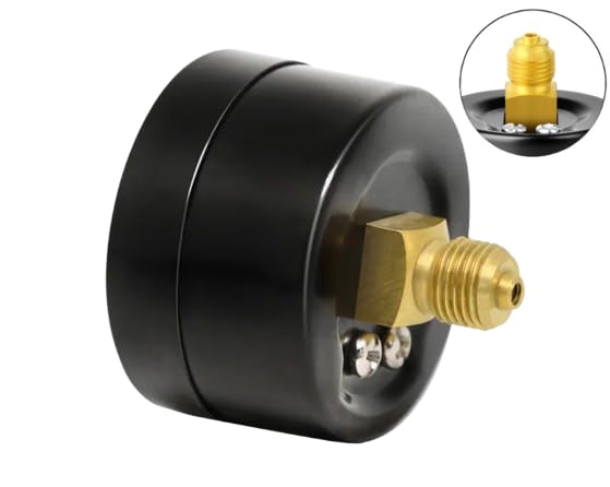 Pool Filter Pressure Gauge 0-3 Bar / 45 PSI, 1/4" BSP Brass Connector Axial, 2" Dial, for Sand Filter Systems - Includes Teflon Tape and 1/8" Adapter 1/4 BSP - Axial
