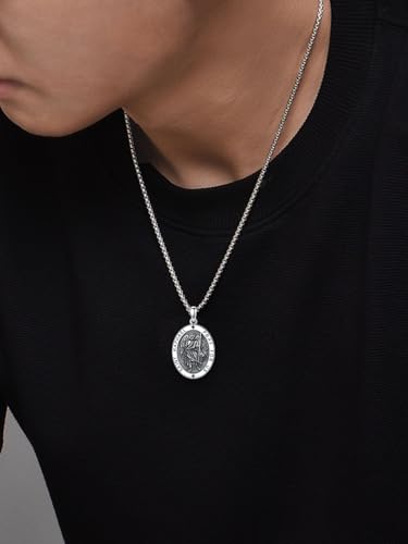 TOUPOP St Michael Necklace 925 Sterling Silver Protect Us Saint Pendant for Men Women Medal Saint Jewelry Gifts for Christmas Fathers Day St Raphael