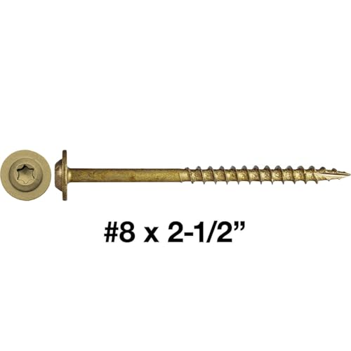 8 x 2-1/2" Bronze Star Multipurpose Torx/Star Drive Head Exterior Coated Modified Truss Head Cabinet Wood Screw - 1 Pound - 112 Screws