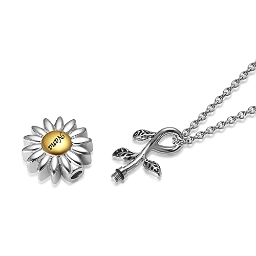 Sunflower Cremation Jewelry for Ashes for women Keepsake Stainless Steel Memorial Pendant Cremation Urn Necklace for Human Ashes SF-Nana