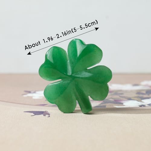 Runyangshi Natural Crystal Green Aventurine Four Leaf Clover Healing Stone Sculpture Hand-Carved Crafts Symbolizes Love Health Glory Riches Reiki Gemstone Home Decor Gift (Upgraded Version) Style 1