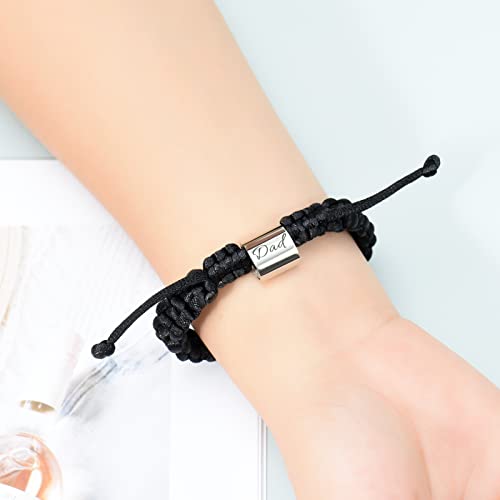 Imrsanl Cremation Jewelry Urn Bracelet for Ashes Braided Adjustable Ashes Bracelets for Men Women Memorial Keepsake for Human Pet Silver-Dad
