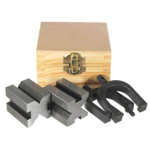 [Australia - AusPower] - AI 1-5/8'' x 1-1/4'' x 1-1/4'' Precision V Blocks & Clamp Set Steel Gauge Machinist Tool 