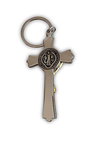 St Benedict Crucifix Keyring - Jesus Cross Religious Keychain