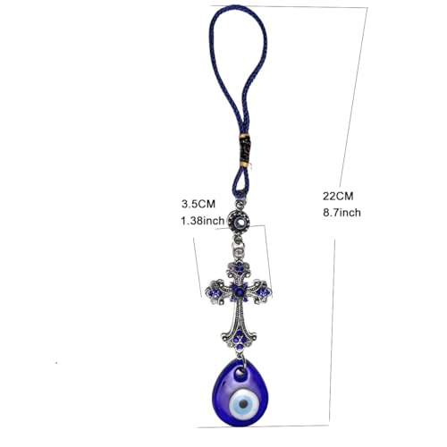 Evil Eye Crystal Cross Talisman Fatima's Holy Hand Pendant Decoration, Lucky Blue Evil Eye Hanging Ornament for Car, Home and Office for Protection and Blessing (1pc Water Droplet Evil Eye) 1pc Water Droplet Evil Eye