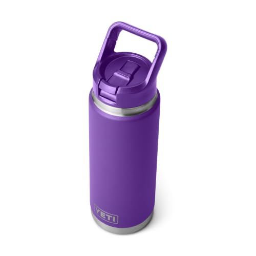 YETI Rambler 26 oz Bottle, Vacuum Insulated, Stainless Steel with Color Matching Straw Cap Pace Purple