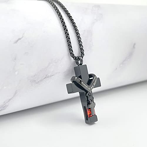 Birthstone Cross Urn Necklaces for Ashes Cremation Jewellery Urns for Human Ashes Memorial Urn Keepsake Pendant July