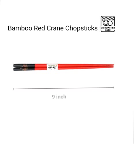 JapanBargain 3673, Bamboo Chopsticks Set Reusable Japanese Chinese Korean Wood Chop Sticks Hair Sticks, Dishwasher Safe, 9-inch, 5 Pair Gift Set, 10-Pack