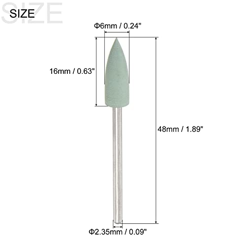 sourcing map Grinding Pins 6 mm, Grain 800 Grinding Attachment for Cordless | Pack of 6, pointed handle diameter 2.35 mm, professional polishing accessories for grinding, polishing, light green