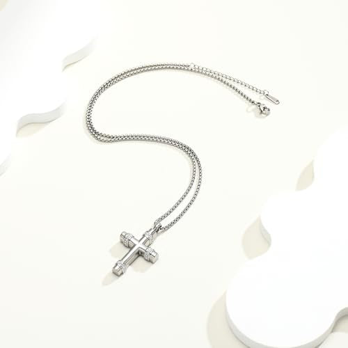Cross Urn Necklaces for Ashes for Women Men Crystal Cross Cremation Jewelry Memorial Locket Pendant Necklace Keepsake Cross Urn Pendant for Ashes Holder Jewellery Silver