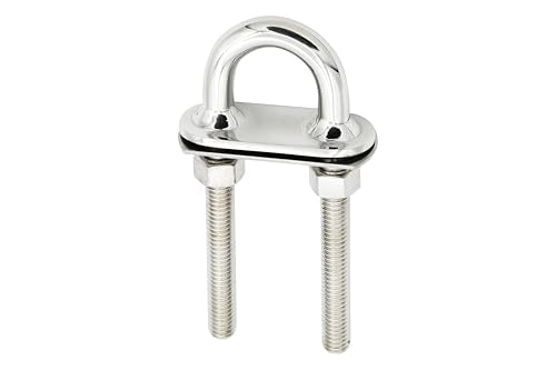 Vinland Marine 304 stainless steel stern eye U-bolt with welded plate for boat bow and stern tie-downs