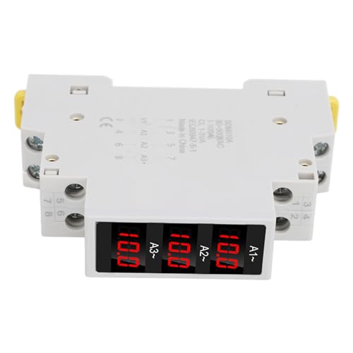 Three Phase Ammeter, Digital DIN Rail LED Display, 3 Sensors, AC 80-500V, 1-100A, 3 Phase