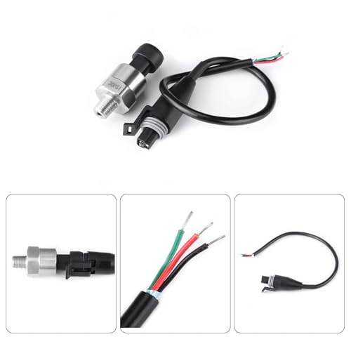 Pressure Transmitter Pressure Sensor, 0.5-4.5V 1/8NPT Sensor Transducer Pressure with Cable, Stainless Steel Pressure Sensor for Oil, Fuel, Air, Gas, Water, Gas Tank, Diesel Tank (30 PSI) 30 PSI