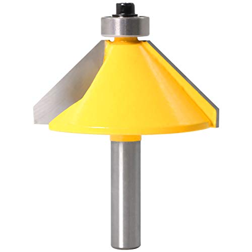 45 Degree Chamfer/Bevel Edging Router Bit with 8 mm Shank, Chamfer Cutter Groove Cutter Router Bit Wood Cutting Tool with Ball Bearing